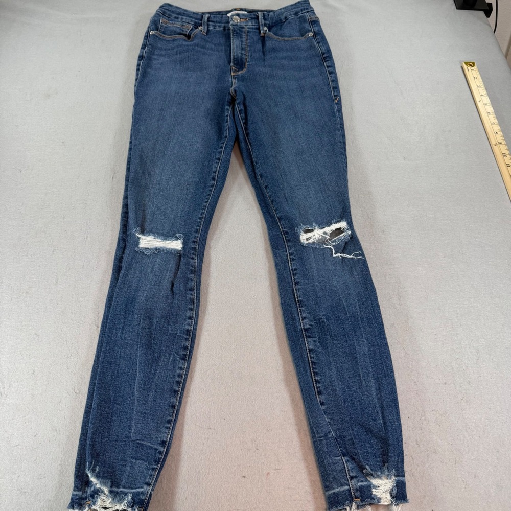 Good American Good Legs Skinny Jeans Womens 29 Distressed Raw Hem